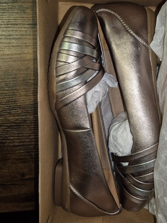 NWB CLARKS Sara Clover METALLIC BALLET FLAT sz 9 - Picture 3 of 9